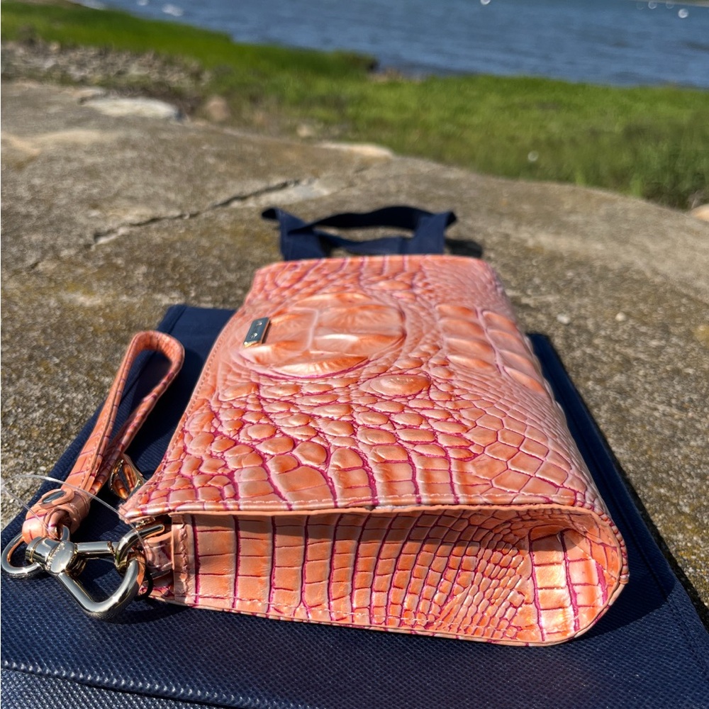 Brahmin Daisy APRICOT ROSE Wristlet Clutch & Clip On Britt Card Coin Wallet-2 PC - Picture 9 of 16